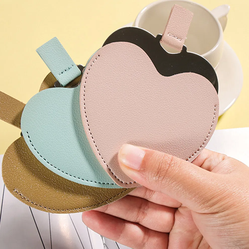 Portable Cute Handheld Compact Heart Makeup Stainless Steel Pocket Travel Mirror for Promotion