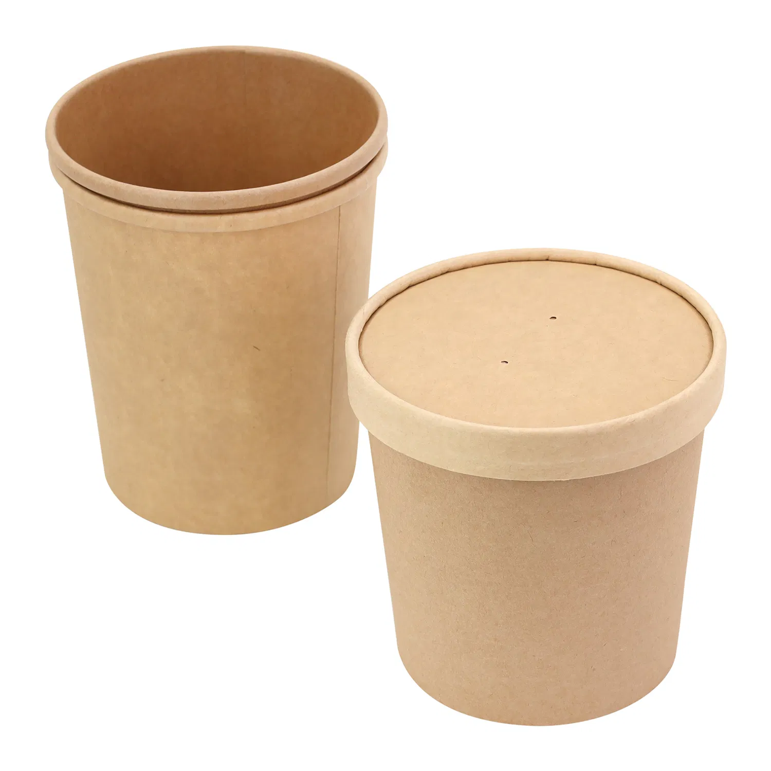 Disposable Custom Round Kraft Paper Fruit Salad Bowl Biodegradable Takeaway Soup Noodle Fast Food Container Paper Bowl with Lid
