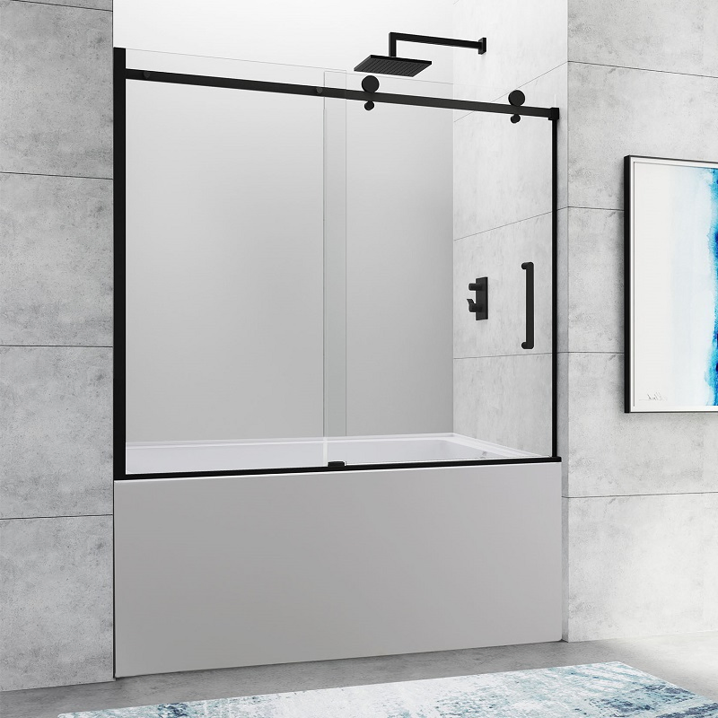 1499*1524mm Bathroom Hotel Tempered Glass Walk in Shower Door Single Sliding Shower Enclosure for Bathtub