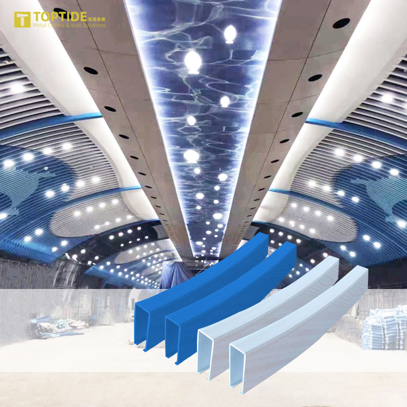 Customized Artistic Decorative Aluminum Profile Curved Baffle Ceiling for Commercial Building