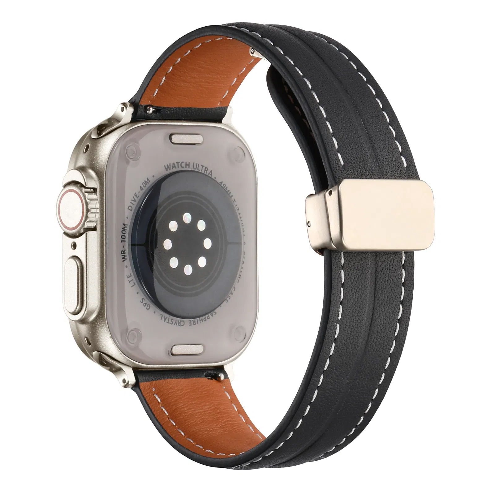 New Design Good Quality Genuine Leather Magnet Clasp Watch Strap for Men