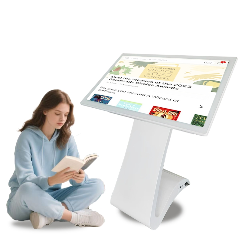 Curved 43-Inch Indoor Freestanding LCD Kiosk with Multi-Touch Screen & IP54 Rated Protection