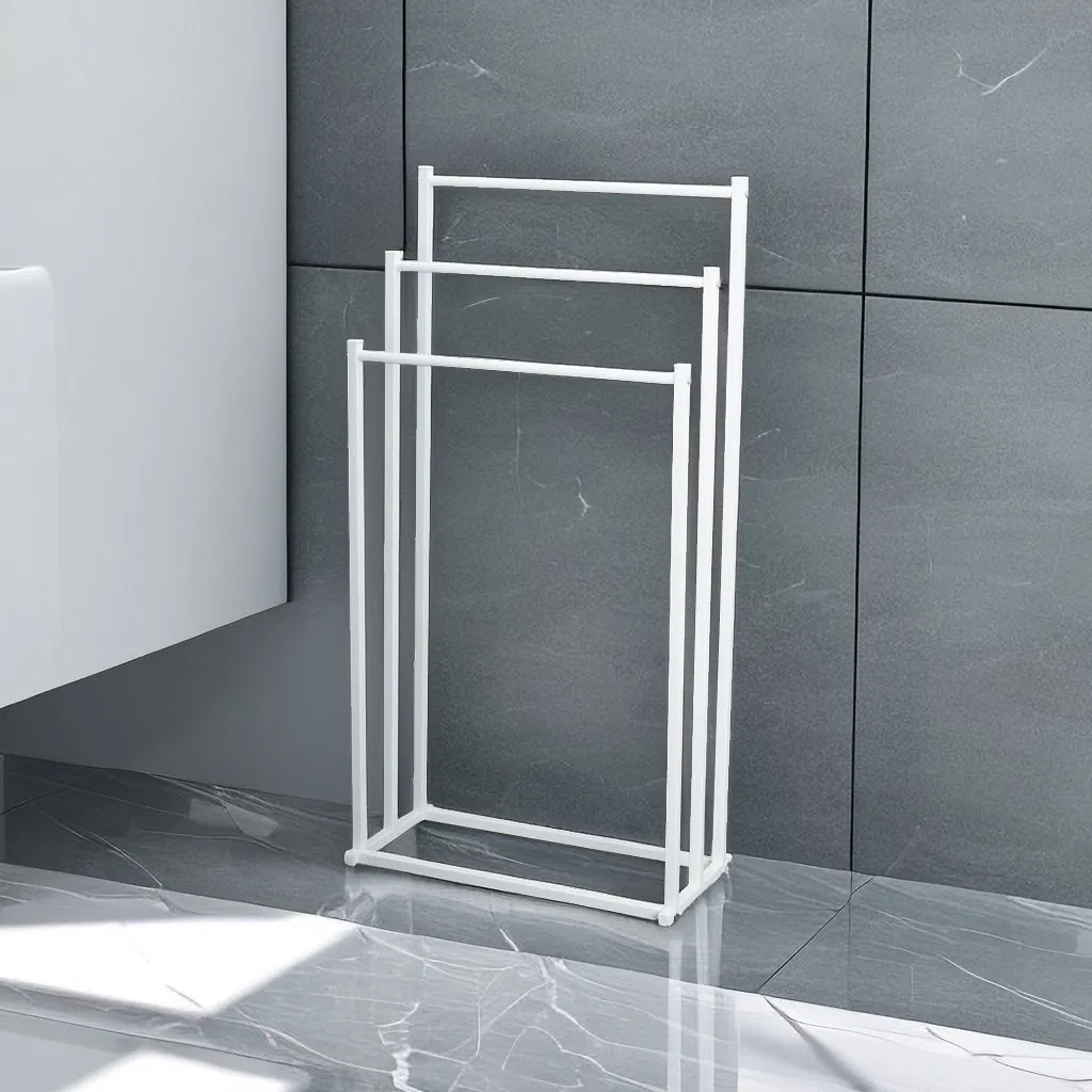 Simple Metal Floor Towel Rack Removable Bath Display Storage Towel Rack