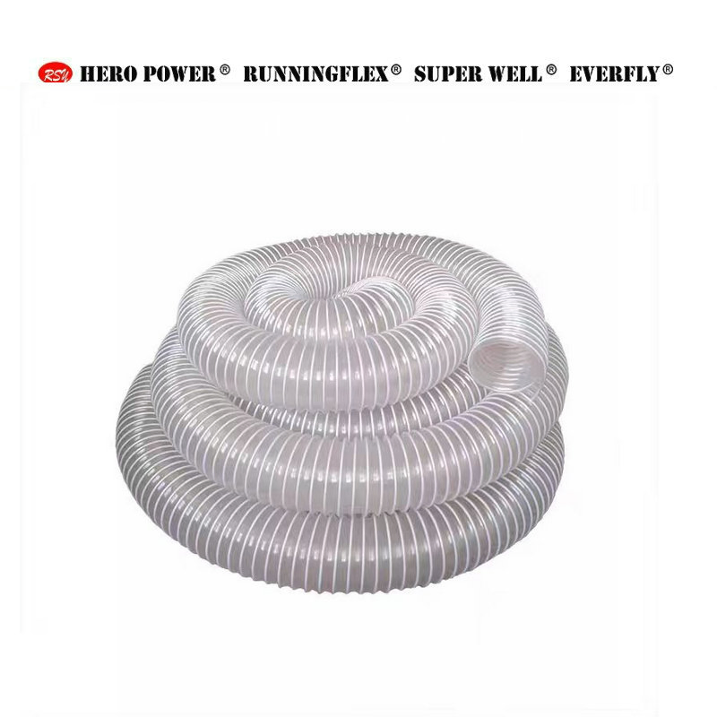 Steel Wire Reinforced PU Ducting Hose Chemical Resistant Industrial Vacuum Ventilation PVC Air Duct Hose
