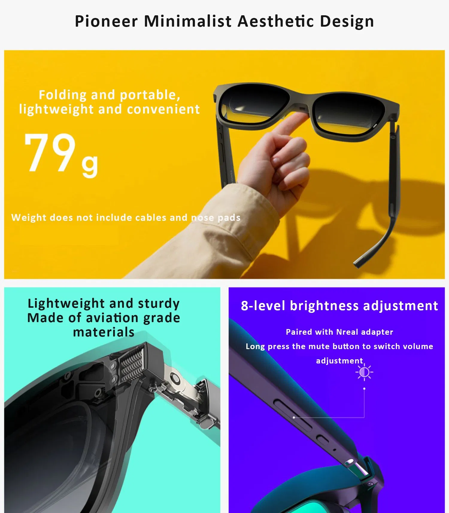 Wholesale 330'' Screen Mobile Phone Computer Connected Video Playing Games Consoles Intelligent Ar Smart Glasses for Men Womens