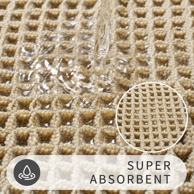Anti Slip Bathroom Floor Mat Quick Dry Microfiber Waffle Bath Mat
