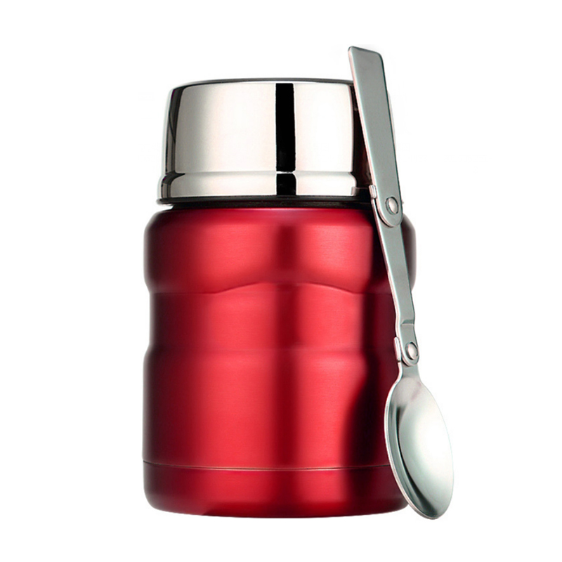 Customized Double Wall Vacuum Insulation Food Jar Stainless Steel Container with Spoon