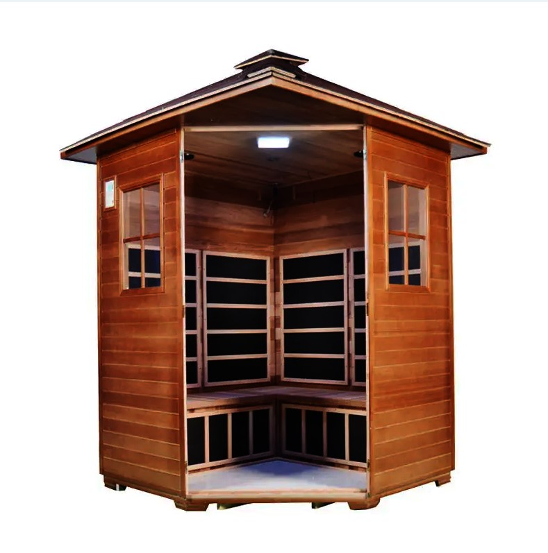 New Pure Pointed-Roof Stove and Red Light Tube Sauna for 4 Person