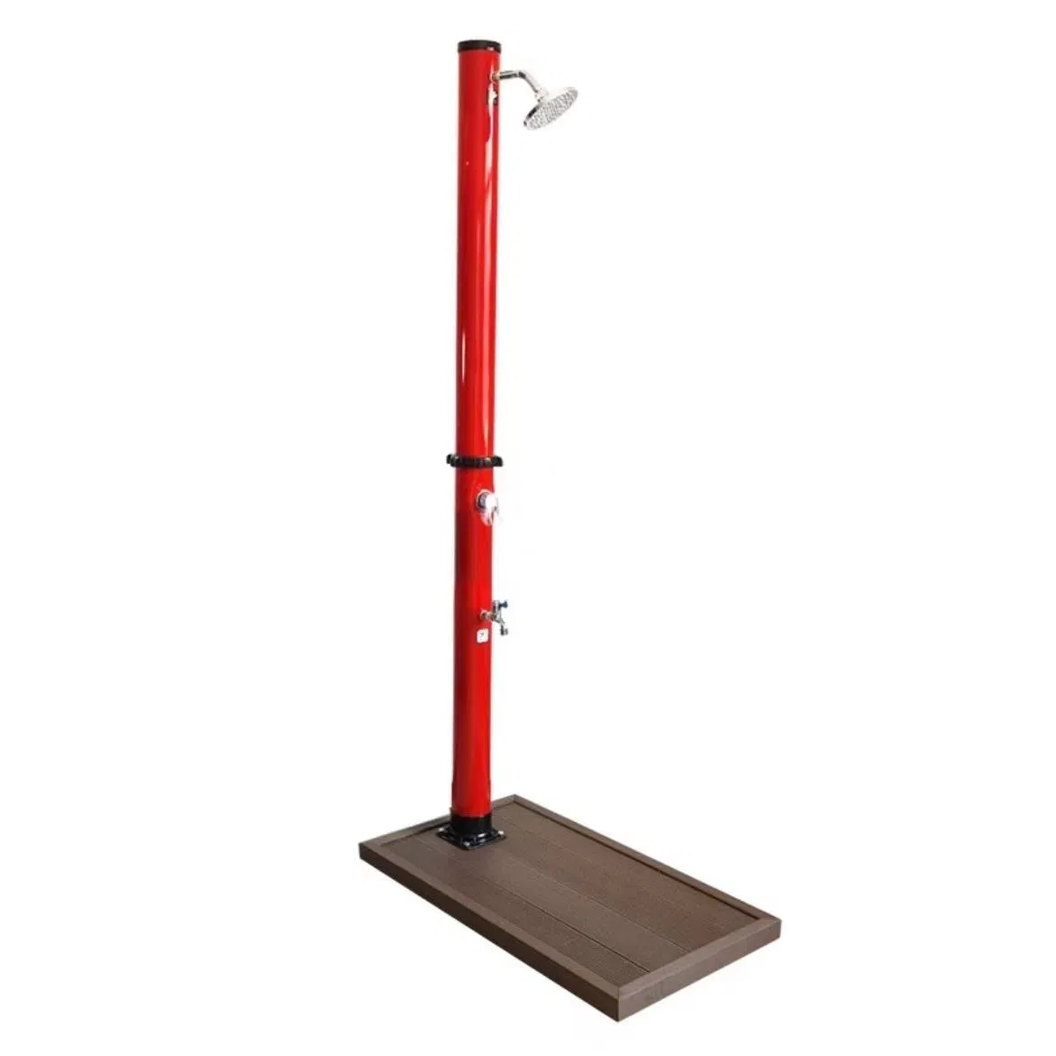 18L PVC Red Freestanding Outdoor Garden Shower Column Pipe Solar Shower Column Hot and Cold Stand Shower Outdoor Set