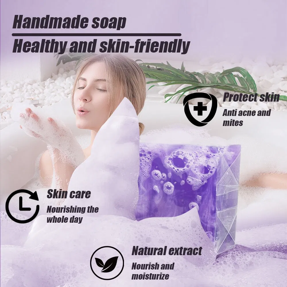OEM ODM Purple Cleaning Refrsh Skin Soap Whitening Beauty Acne Trea Ment Lavender Soap
