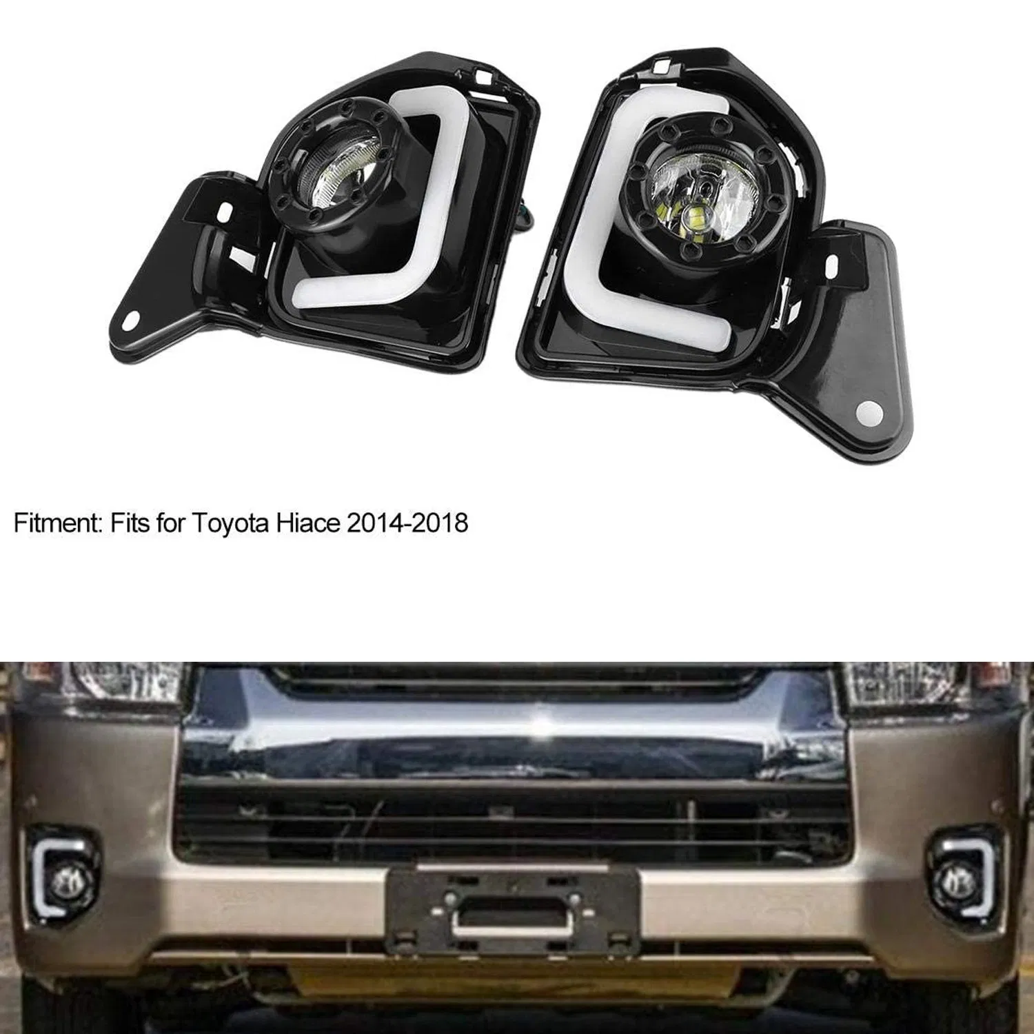 Противотуманные фары LED с решёткой для Toyota Hiace 2014-2018