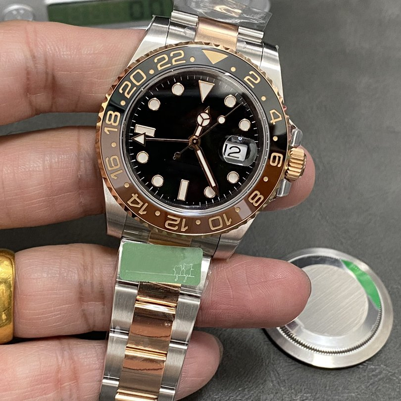 40mm Automatic Gmt Dual Time Zone Men Watch Stainless Steel Sapphire Glass Luminous Waterproof Mechanical Diver Watch