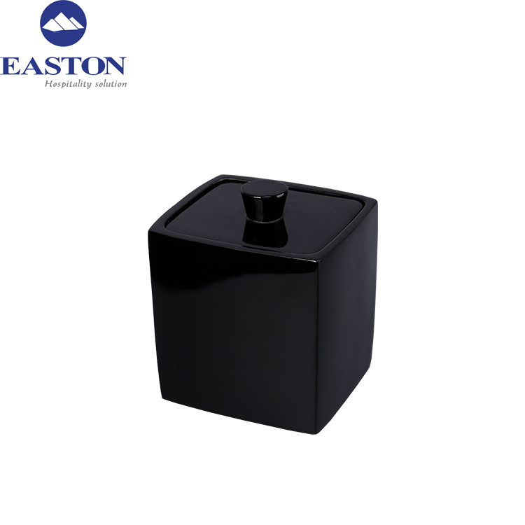 Hotel Bathroom Custom Black Shiny Bath Salts Container
