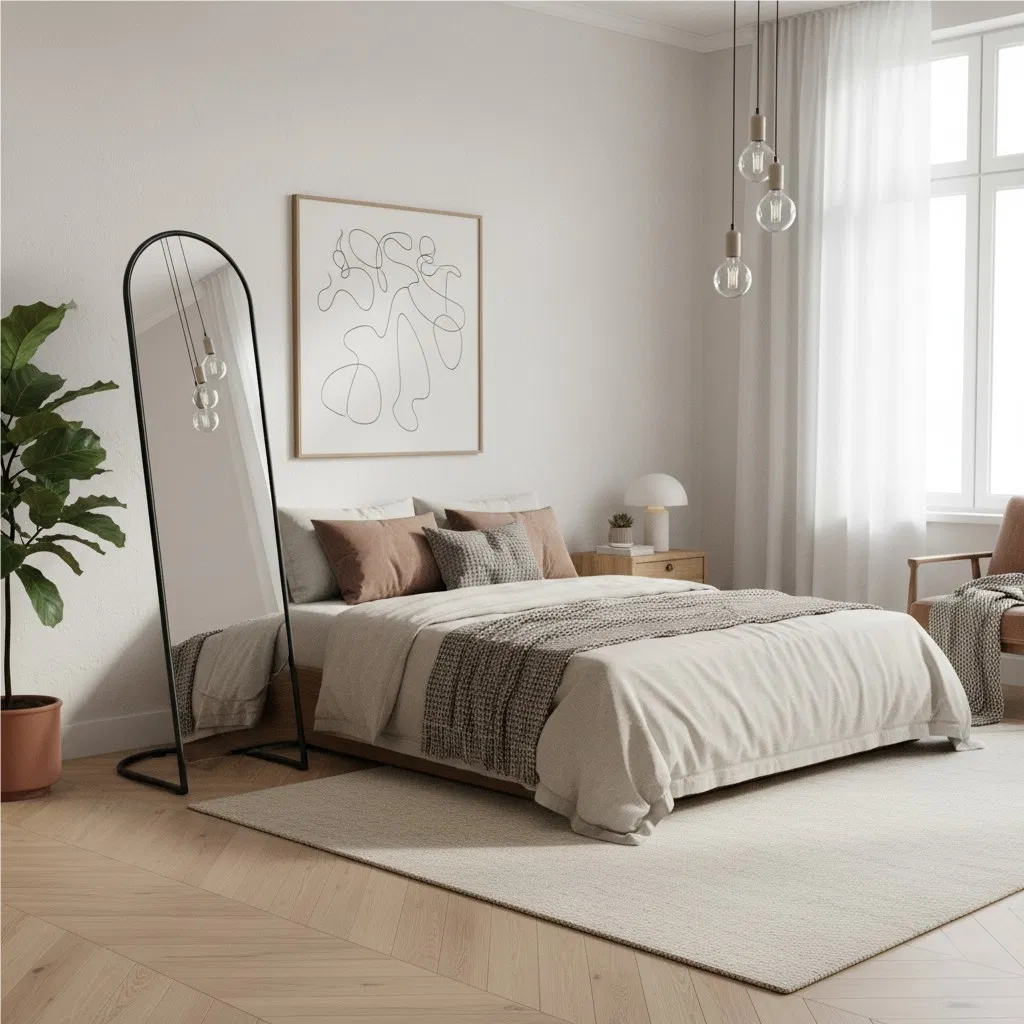 Arched Full - Length Dressing Mirror: Black Metal Frame for Bedroom