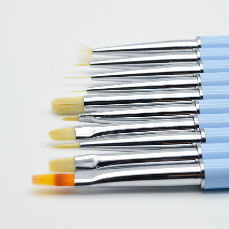 Guyo Metal Handle Nylon Nail Brush Set for Nail Art