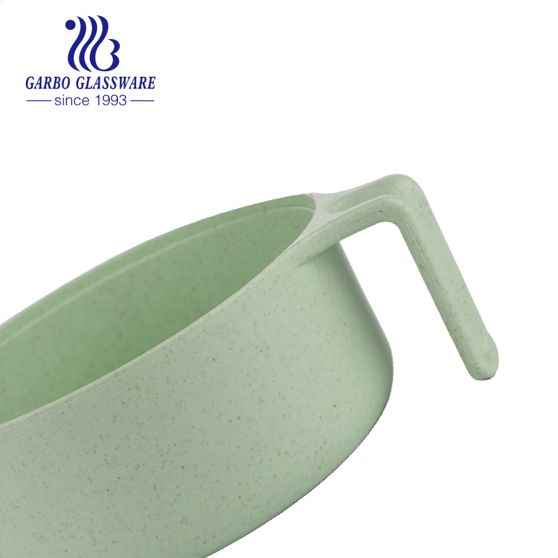 Wheat Straw Plastic Cup with Lid Cute Customized Design Plastic Cups with Handle Food Safe Kid Cups with Handle