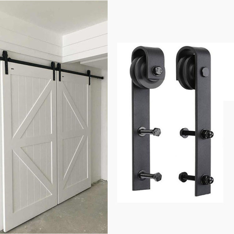 Ceiling Mounted Metal Sliding Barn Door Hardware Fittings Wrought Iron Sliding System Accessories for Doors