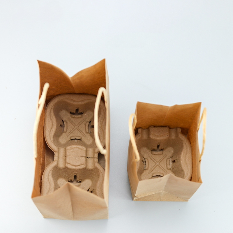 Biodegradable Disposable Pulp Mould Paper Coffee Cup Carrier Holder