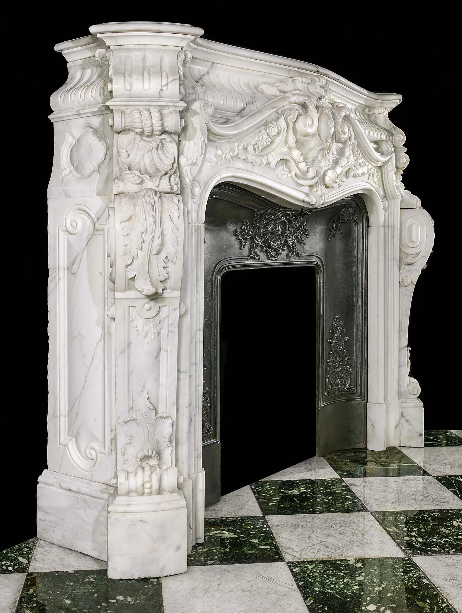 Custom Hand Carved Marble Fireplace Mantel