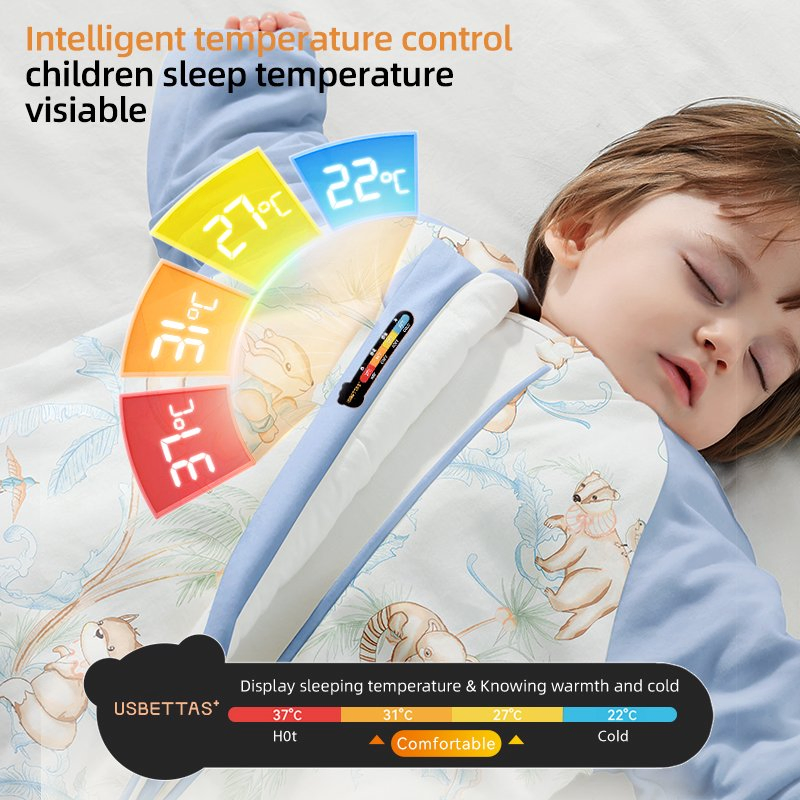 0-48months Baby Bamboo Cotton Sleeping Bags Intelligent Constant Temperature Infant Sleep Sack