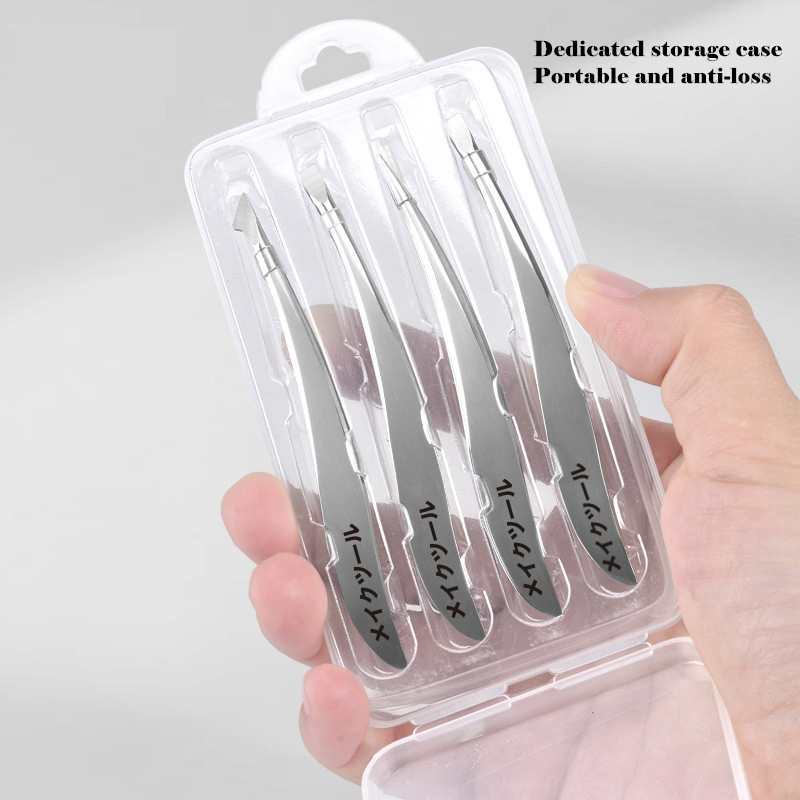 Grooming Slant Pointed Flat Curved Tip Eyelash Makeup Beauty Eyebrow Tweezer Set