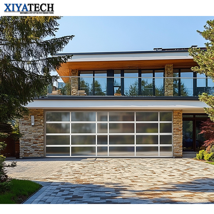 Sunnysky American Residential Customized Soundproof White Aluminum Alloy Glass Garage Doors with Finished Surface for Villas