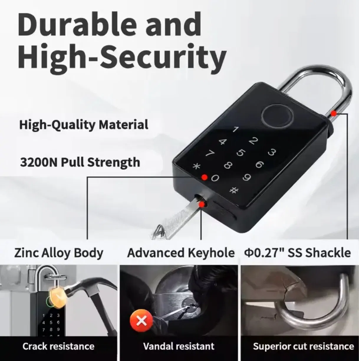 IP65 Waterproof Tuya APP Bluetooth Password IC Card Fingerprint Smart Digital Padlock