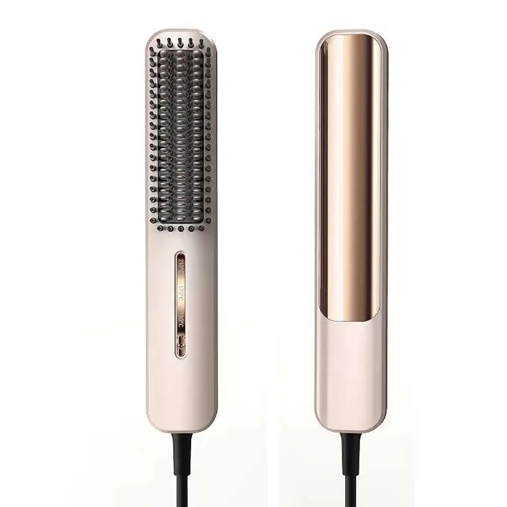 Beautichen Hair Straightening Brush with Anti-Scald Ceramic Heating, 3 Temperature Settings, Ionic Smoothing Hot Comb, Fast Heating Electric Hair Straightener