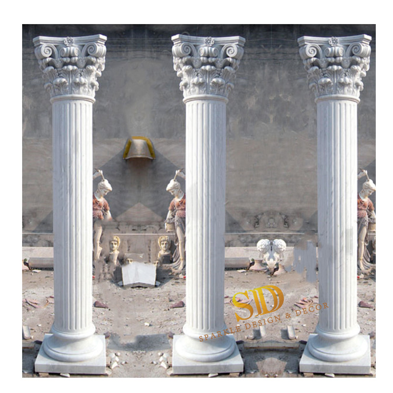 Simple Style White Marble Effect Column/Pillar for Indoor Decoration in New Home/Villa
