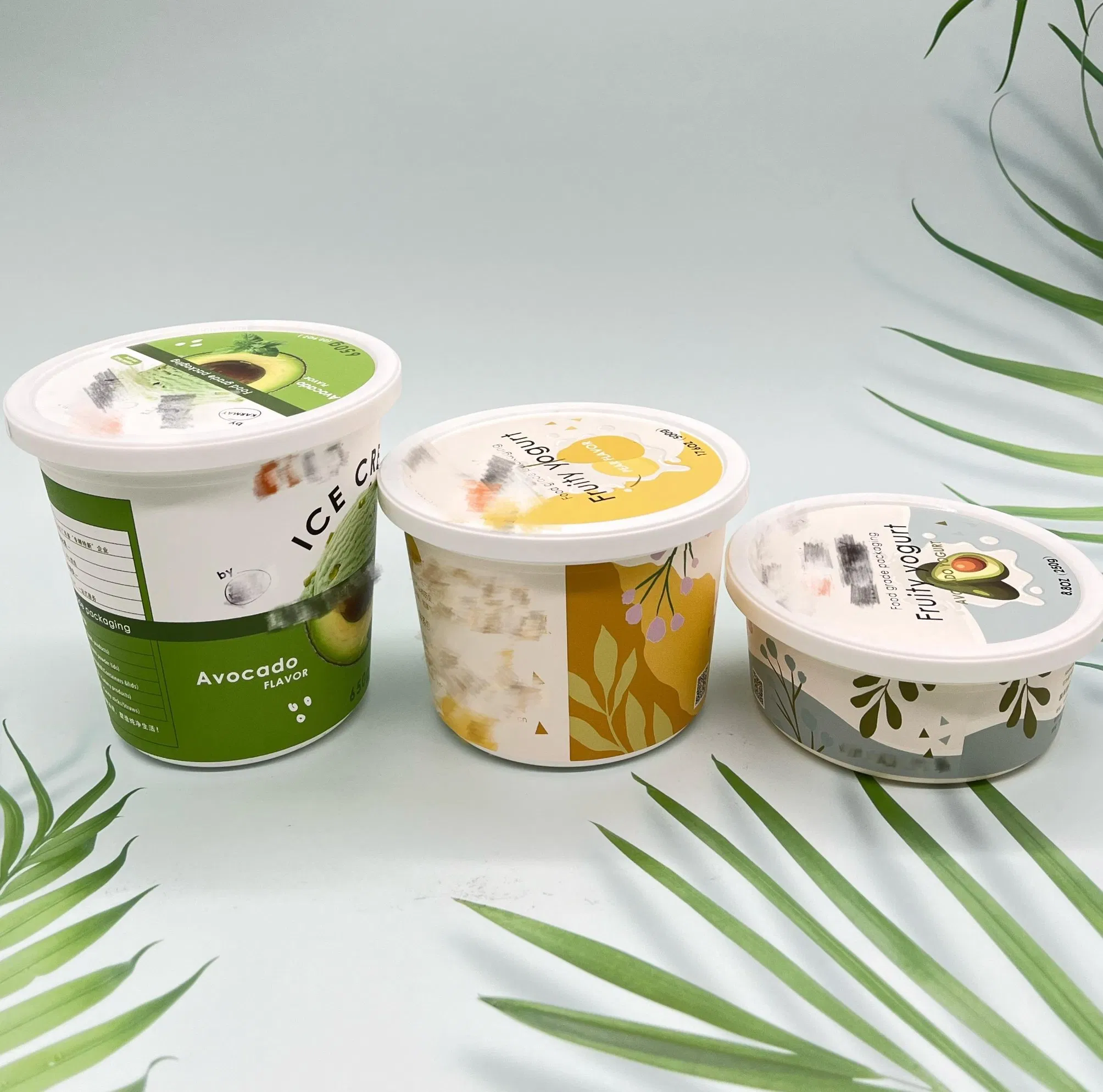 Eco Friendly Biodegradable PE Coating Disposable Frozen Yogurt Plastic Paper Icecream Cup Bowl with Plastic Paper Lid