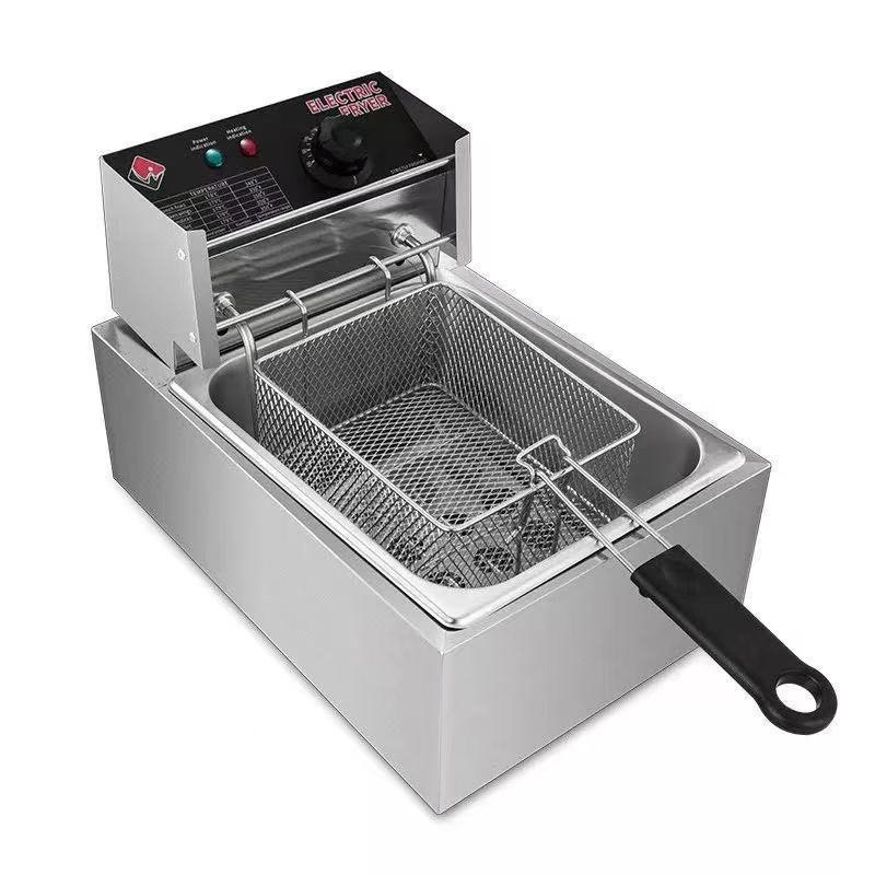 Diwell Stainless Steel Dual Tank Double Basket Fryer for Restaurant Home Use