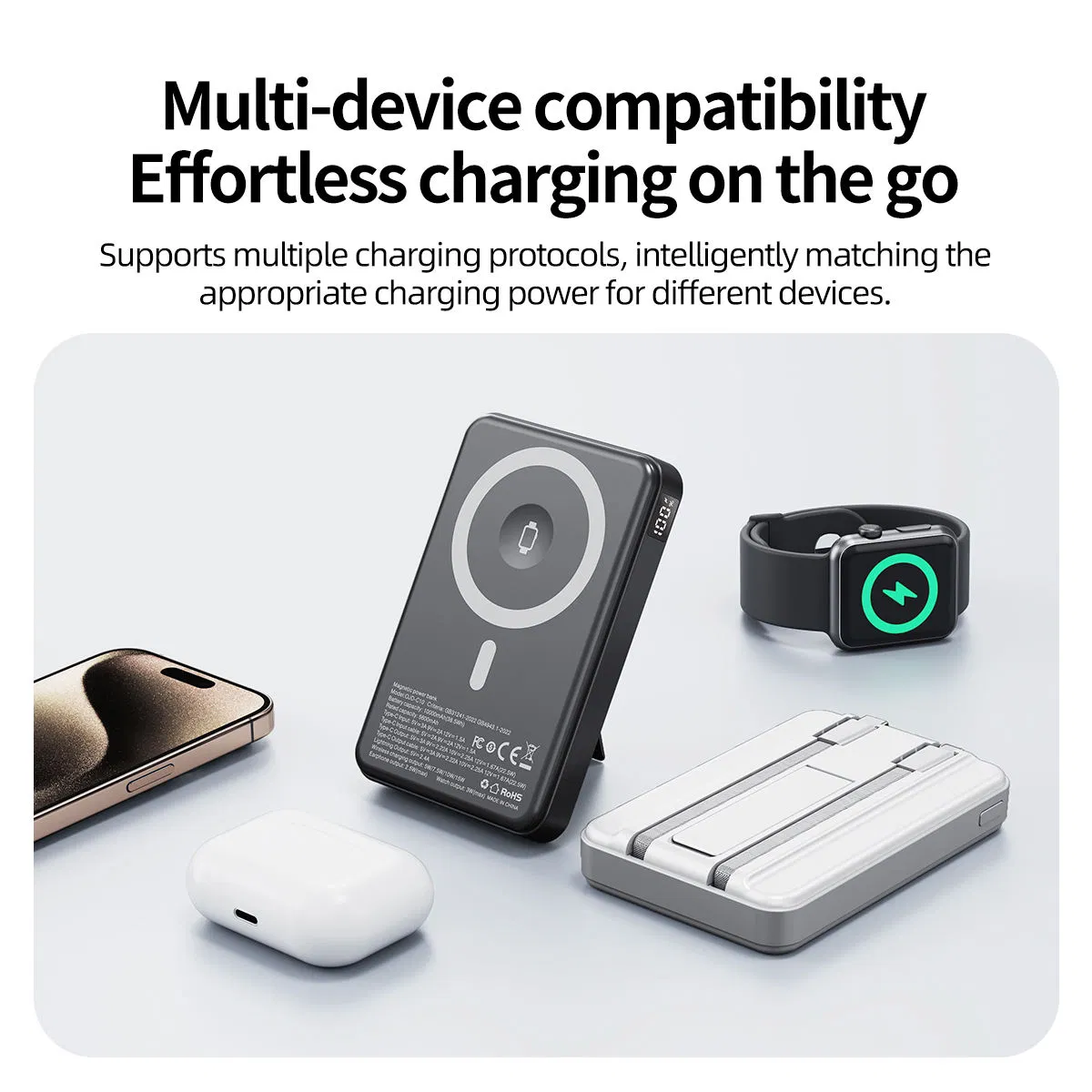 2025 New Design Magnetic Wireless Charging Power Bank 10000 mAh Portable Stand Support to Charge iWatch/ Airpods/ Iphoneno Reviews Yet