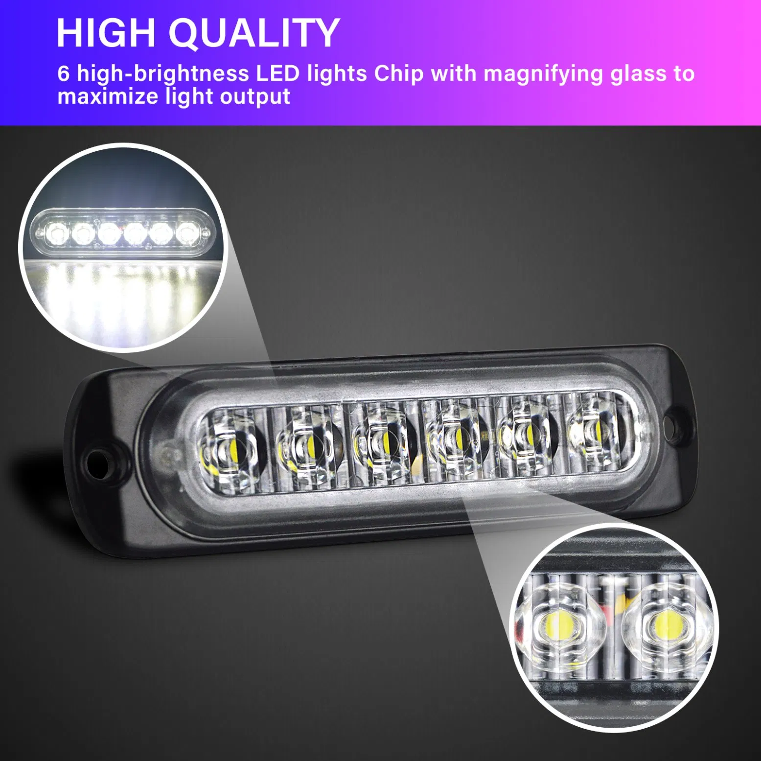 6-LED White Safety Light, 500m Beam, IP67, Waterproof Connector for Mining Equipment
