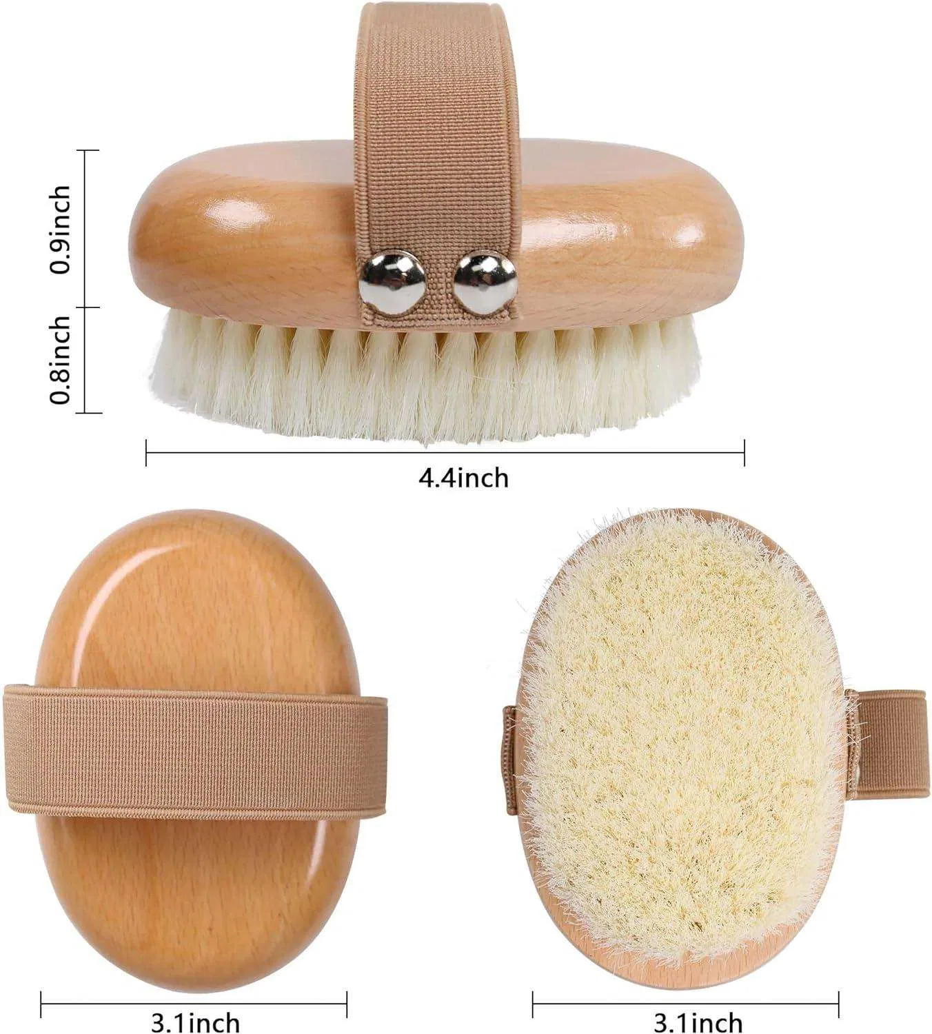Soft Nylon Bristle Dry Body Brush Wooden Exfoliator Shower Scrub Dry Brush