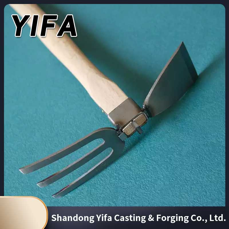 Wooden Handle Agricultural Gardening Tool Fork and Hoe for Outdoor Shoveling and Weeding
