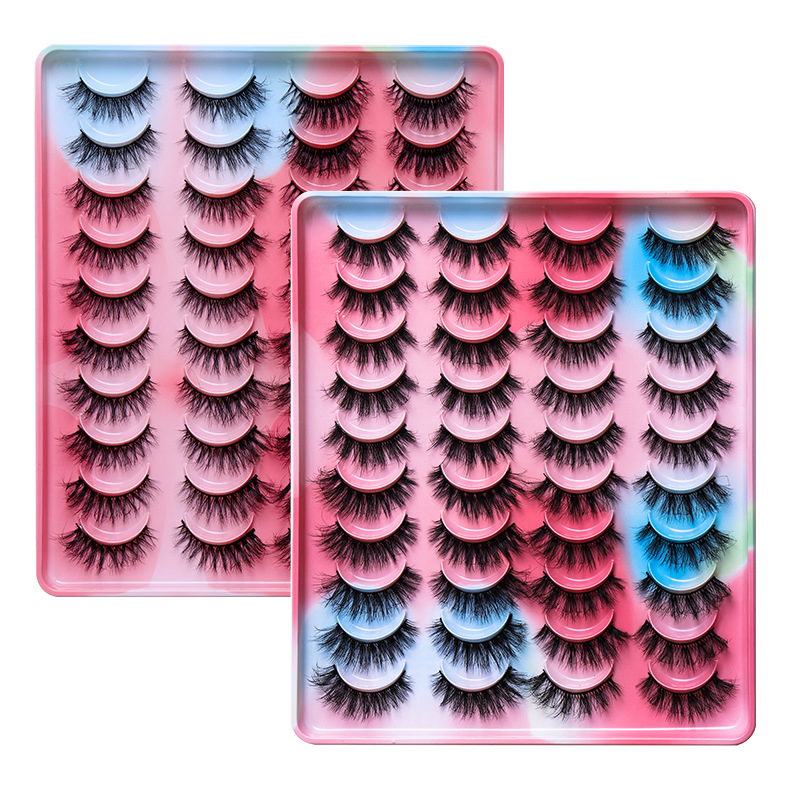 20 Pairs of False Eyelashes Multi-Layer Three-Dimensional Imitation Mink Eyelashes Pure Handmade Color
