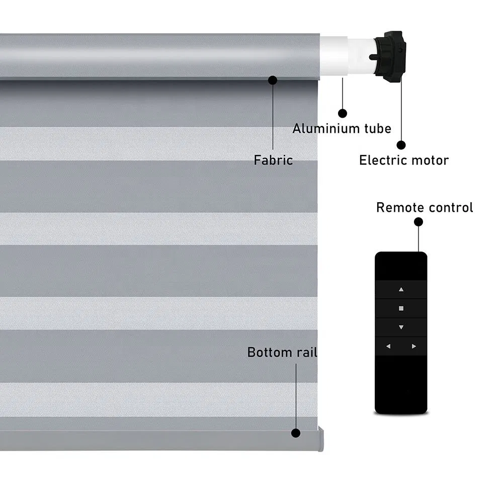 Screen Fabric Smart Remote Control Blackout Curtain Alexa Compatible Motorized Zebra Blinds