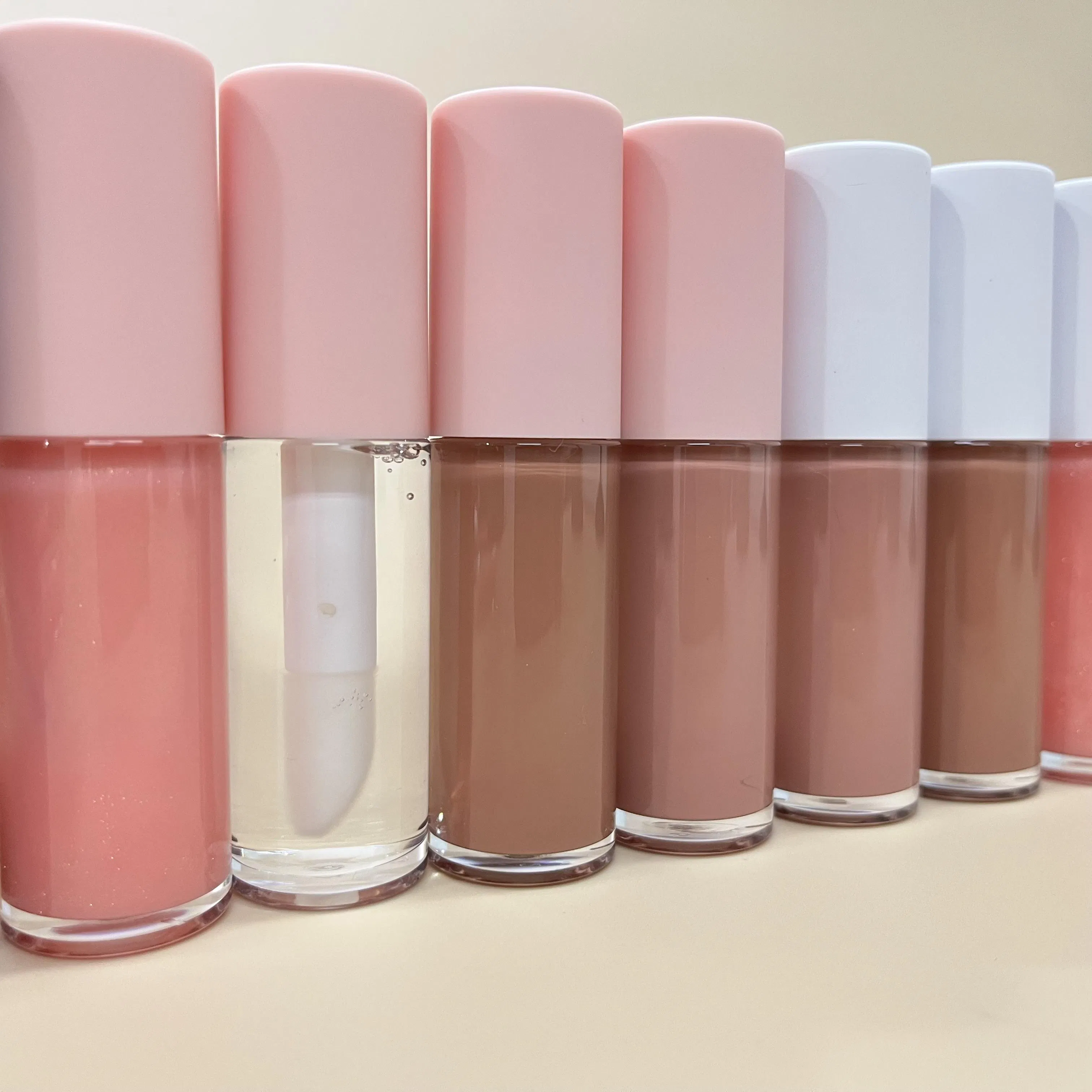 White Label Creamy Lip Gloss Custom Large Applicator Nude Glossy Shade