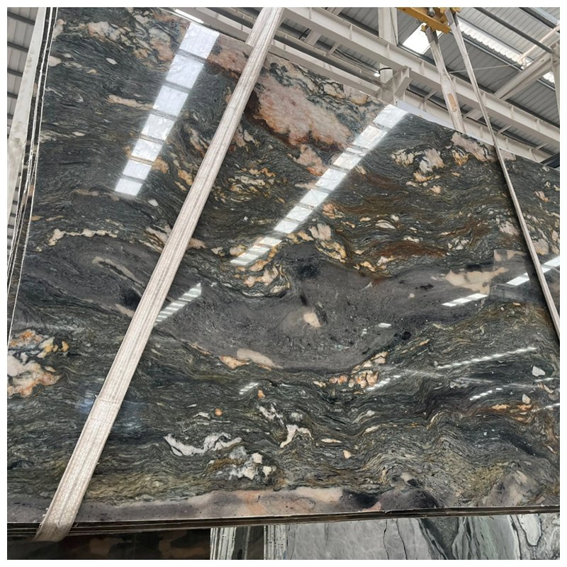 Brazilian Green Santorini Quartzite Slabs for Countertops and Tiles