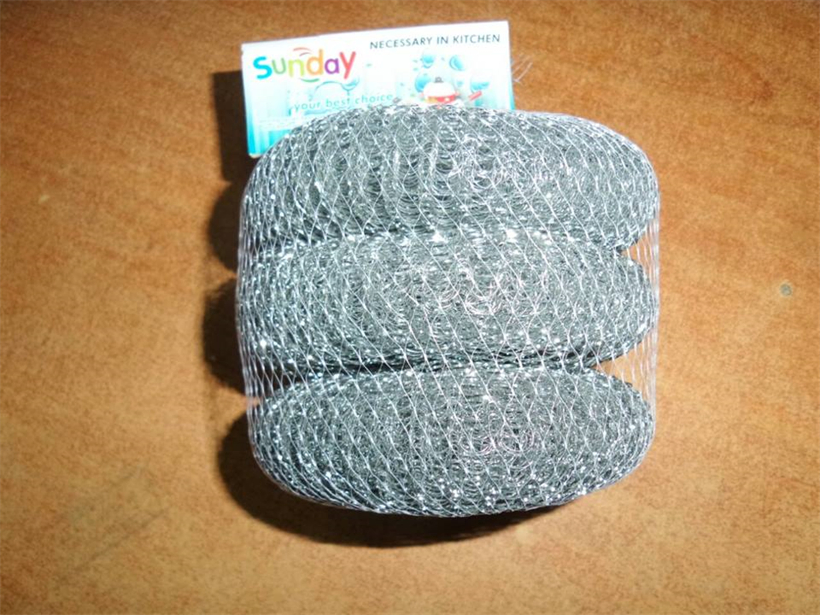 Galvanized Stainless Steel Wire Sponge Wool Pot Mesh Scourer for Wholesale