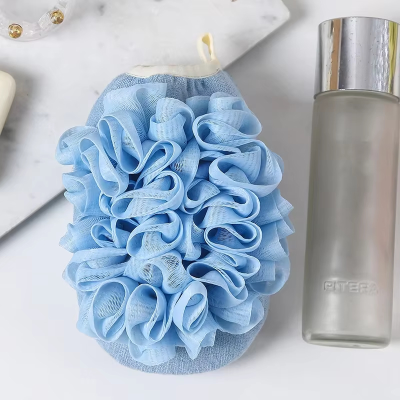 High Quality Mixed Color Flower Ball Bath Loofah Body Sponge Brushes Shower Glove with Exfoliating Pouf Mesh Bath Scrubbers