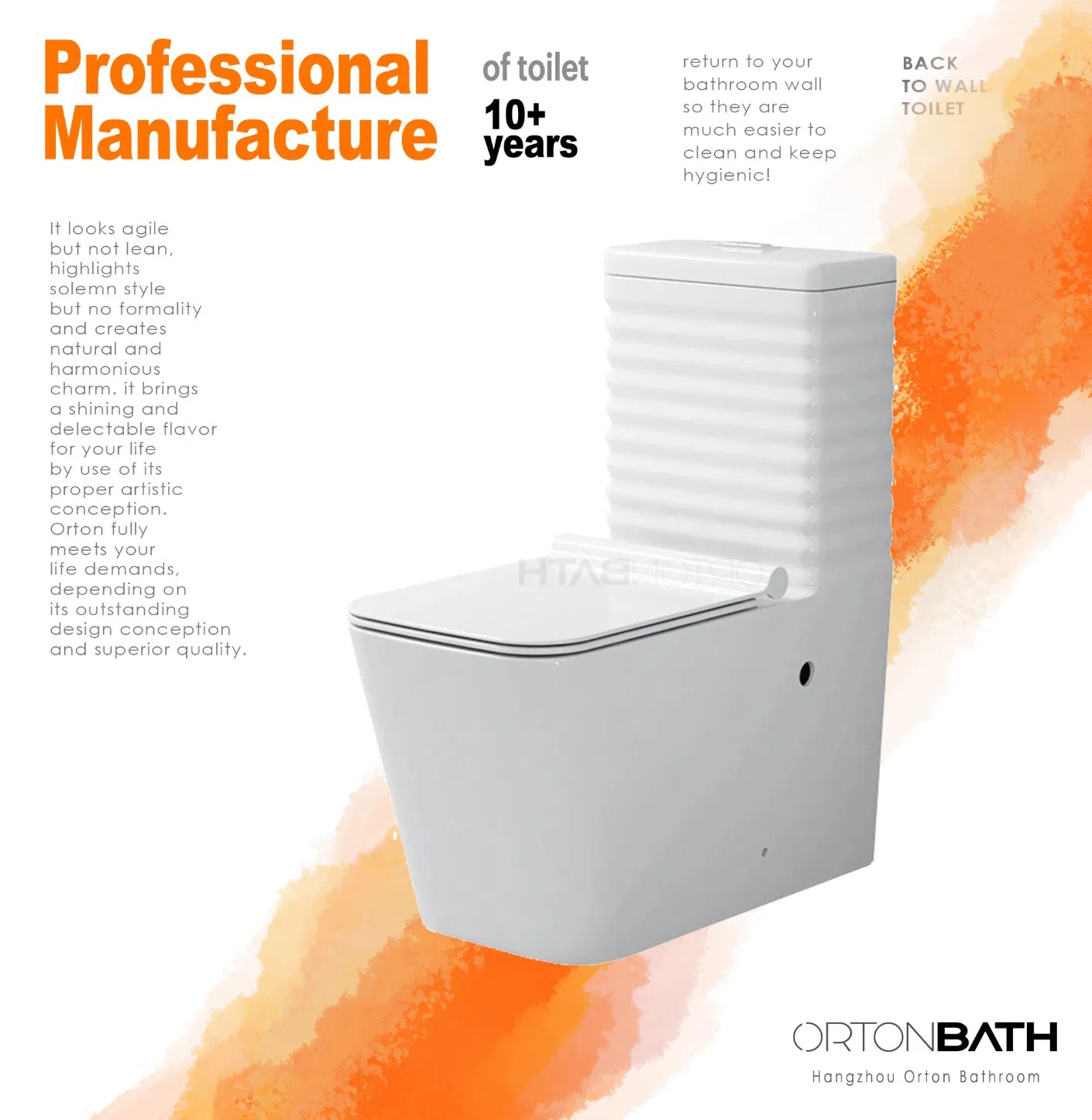Ortonbath Modern Square Design One Piece Dual Flush 1.28 Gp Chair Height Toilet with Soft Closing Seat and Square Bowl