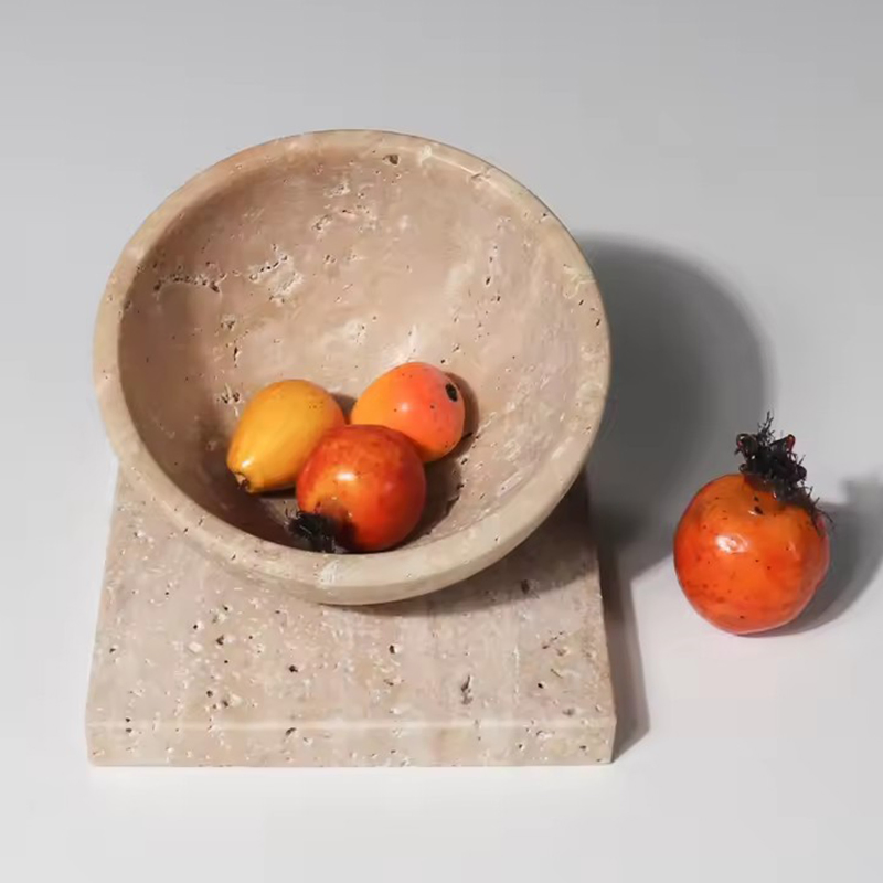 Beige Travertine Kitchenware Fruit Tray Bowl Salad Bowl