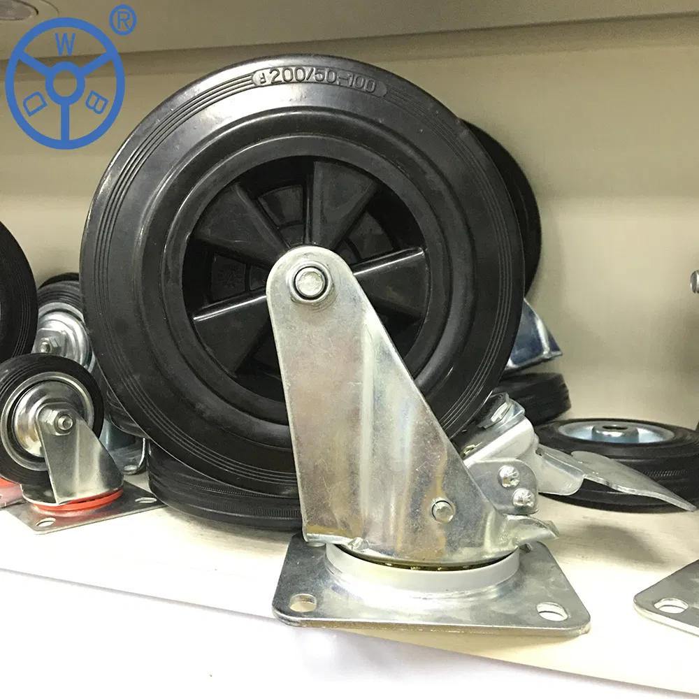 Rotating Caster Dustbin Wheel Rubber Wheel Plastic PP Core Swivel Type Locking High Load Capacity