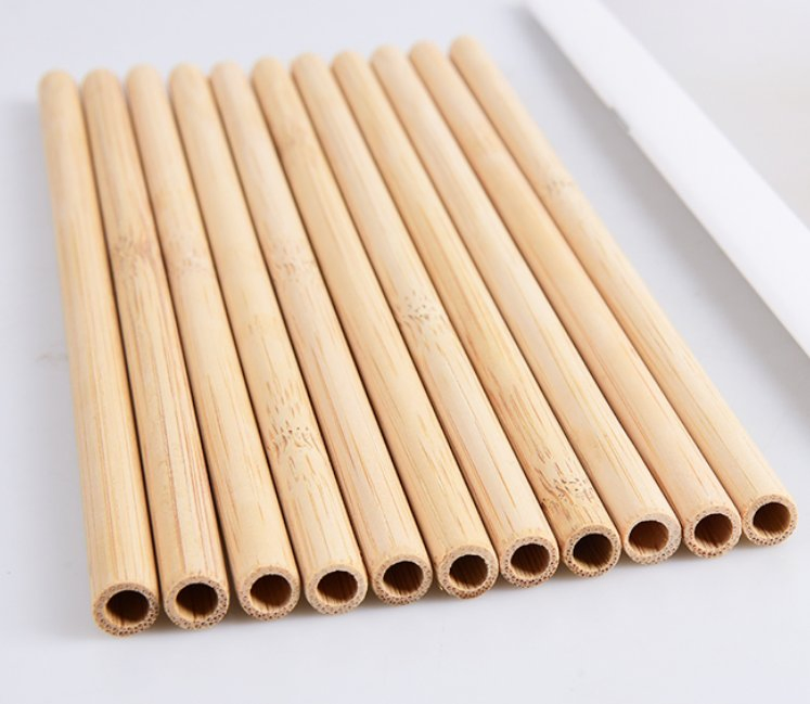 Custom Logo 20*0.7cm OPP Bag Package Carbonized Natural Bamboo Straw