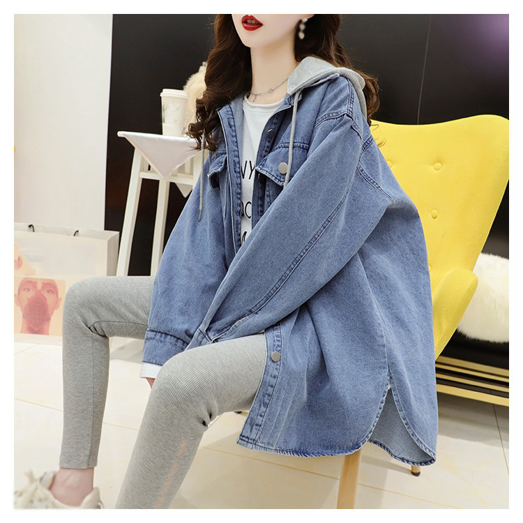 Куртка женская джинсовая удлиненная больших размеров S-XL