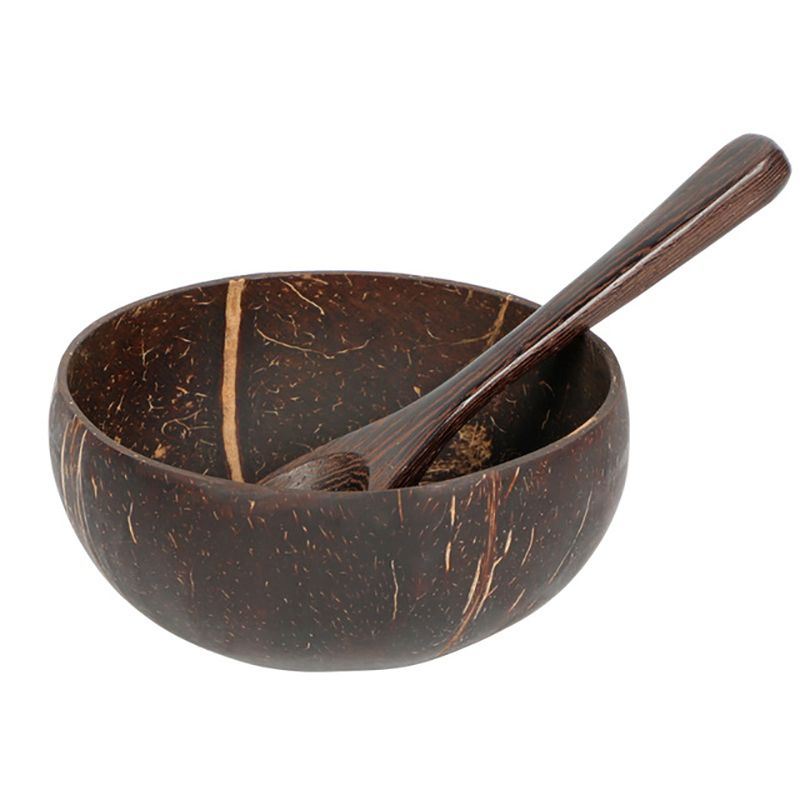Natural Coconut Shell Fruits Salad Storage Engrave Wooden Coconut Shell Coconut Shell Bowl