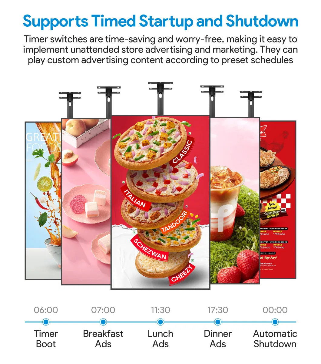 46 Inch Fast Food Hanging Digital Menu Board LCD Advertising Player