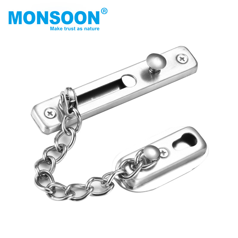 Commercial Hotel Door Guard Safety Security Brushed Nickel Inside Chain Stop Lock Latch Concealed Stainless Steel Anti-Theft Door Chain