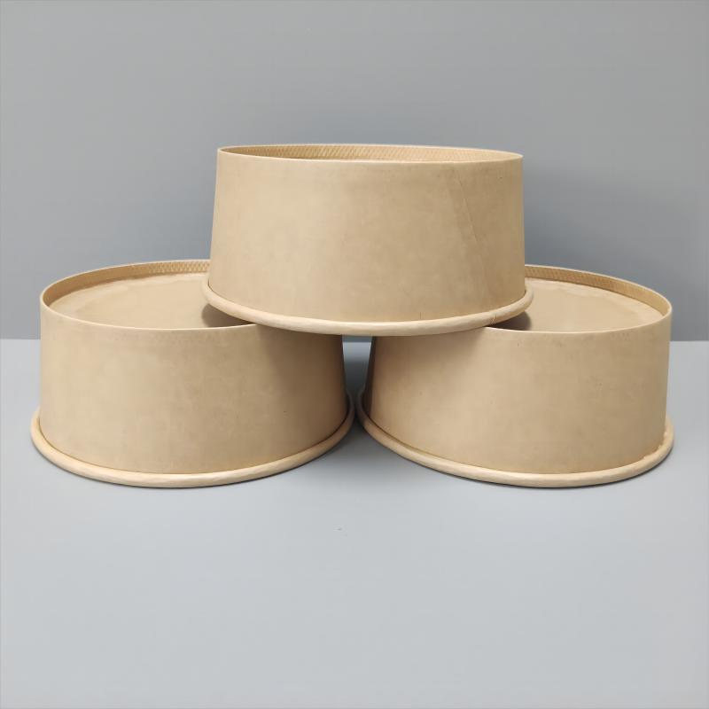 Factory Custom Biodegradable Round Kraft Paper Food Container Take Away Disposable Salad Bowls with Lid